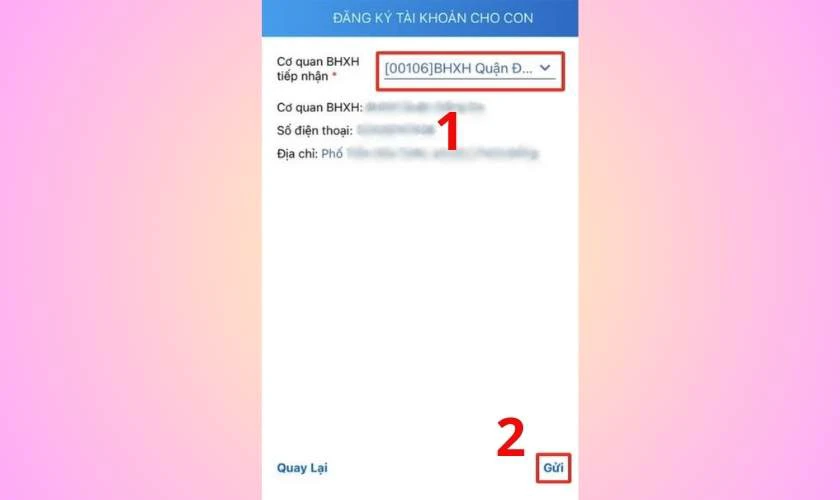 Nhấn Gửi để chuyển tờ khai đến cơ quan BHXH