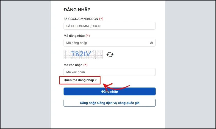 Lỗi quên mã đăng nhập hoặc mật khẩu khi đăng nhập thisinh.thithptquocgia.edu.vn 2026