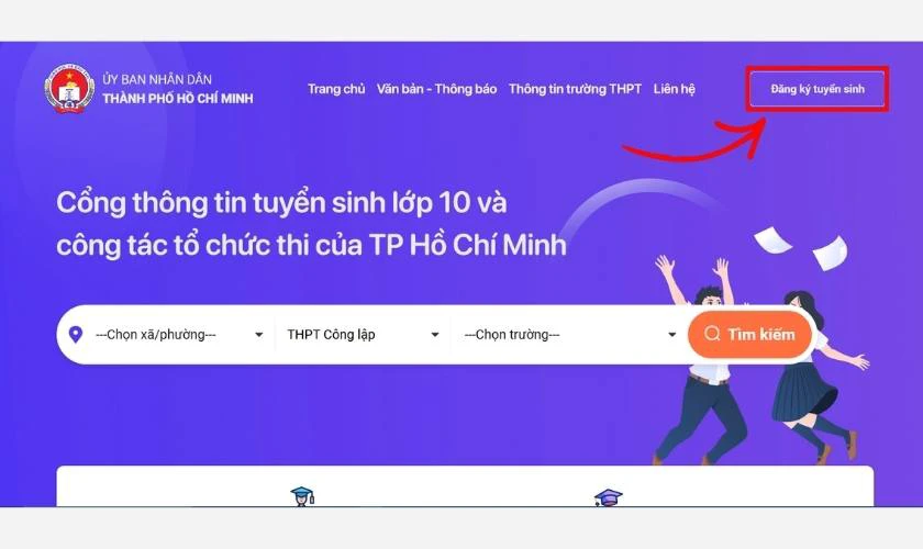 Cách đăng nhập ts10.hcm.edu.vn - Bước 1, 2