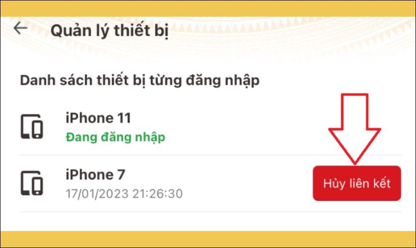 Hủy liên kết app VNeID trên điện thoại bị mất