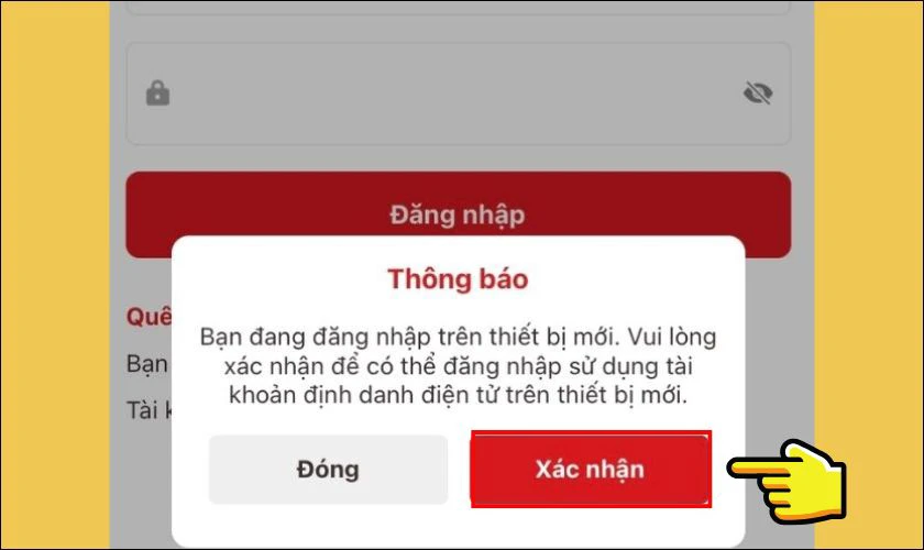 Xác nhận trên thiết bị mới
