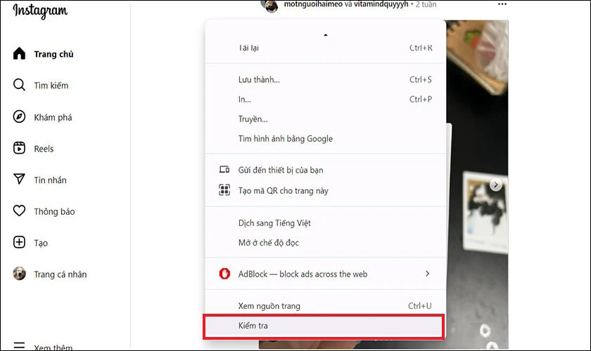 Đăng story thông qua trình duyệt web