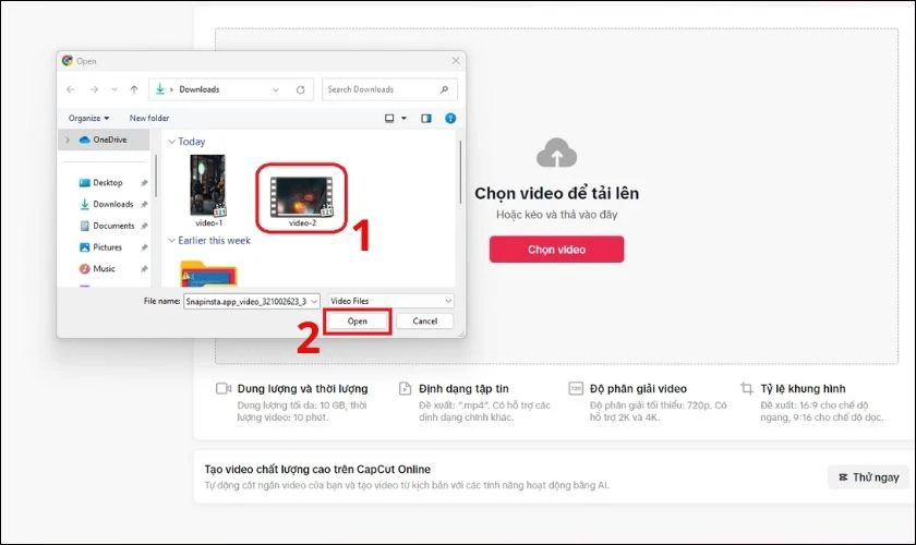 Click vào video bạn muốn đăng tải lên kênh TikTok