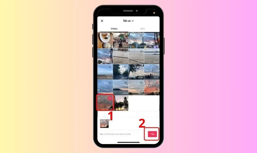 Ấn chọn vào video bạn muốn tải lên nền tảng TikTok