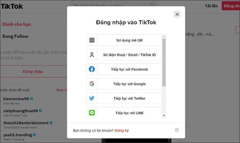 Truy cập TikTok web và đăng nhập vào tài khoản của bạn