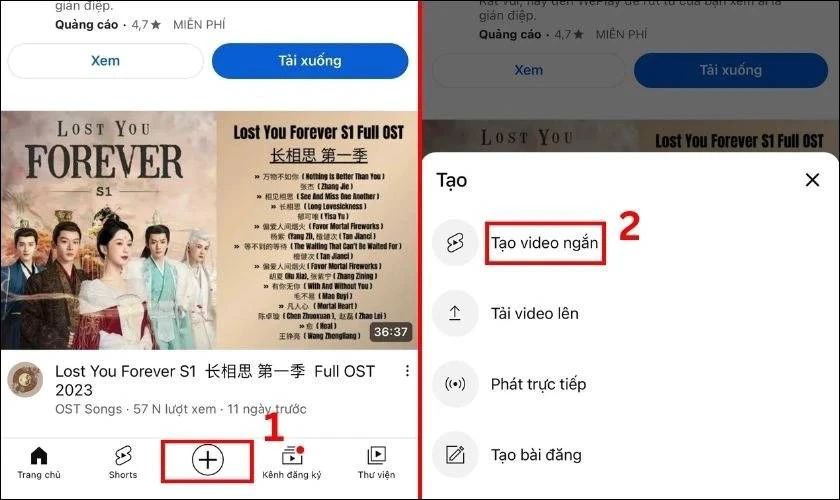 Cách đăng video shorts trên YouTube bằng điện thoại