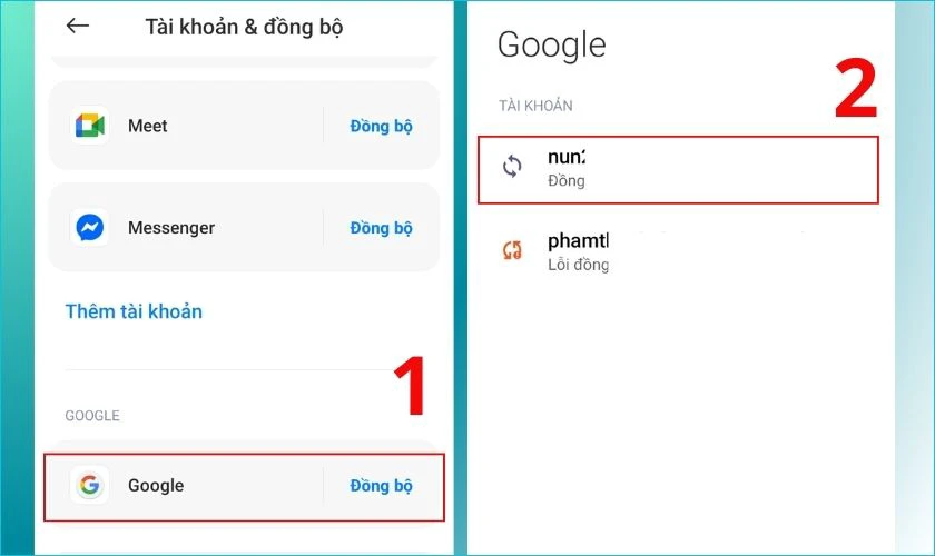 Chọn mục Google
