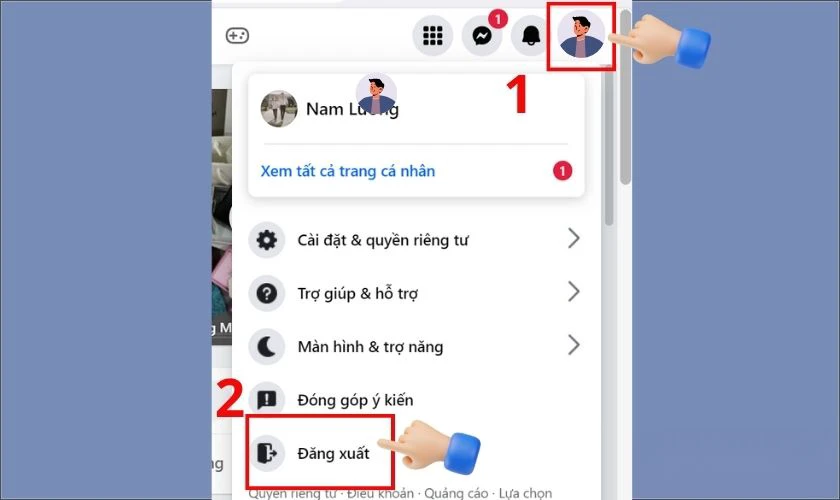 Cách đăng xuất Facebook ở máy tính