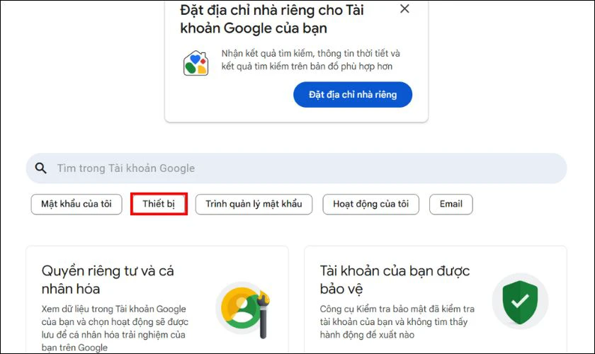 Chọn mục Thiết bị