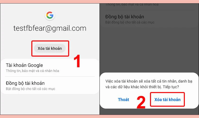 Nhấn chọn Xóa tài khoản