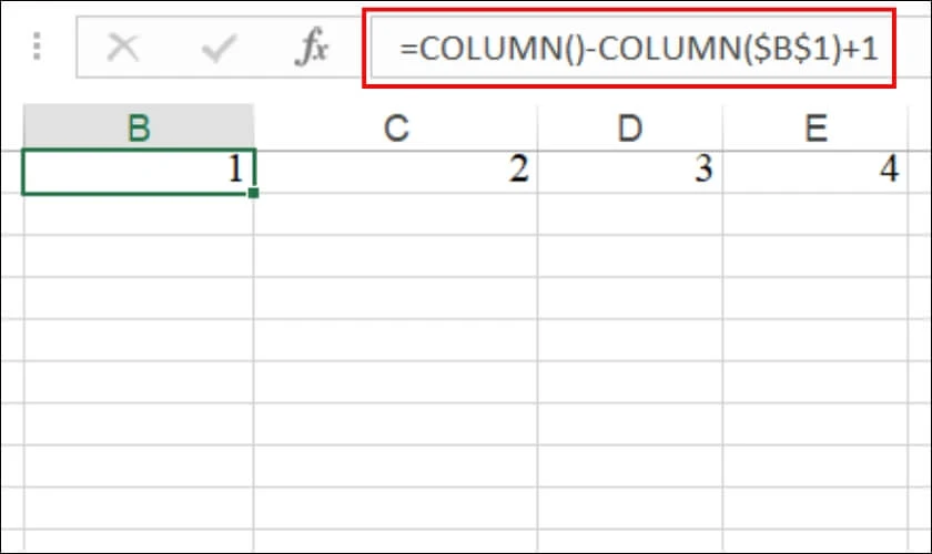 Cách đánh số thứ tự hàng ngang trong Excel