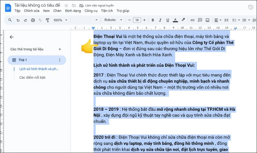 Mở Google Docs và chọn nội dung cần đánh số