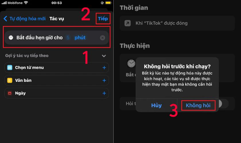 Tắt chế độ Hỏi trước khi chạy, sau đó xác nhận Không hỏi