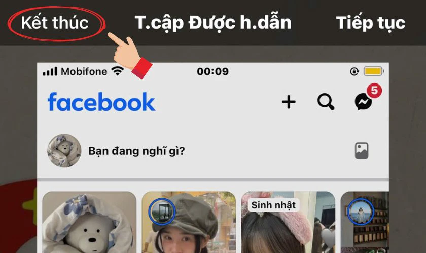 Nhấn nút nguồn hoặc nút Home 3 lần, nhập mật khẩu và chọn Kết thúc