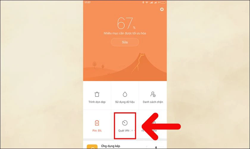 Trên màn hình sẽ hiện ra các tính năng trong Bảo mật