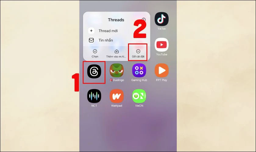 Gỡ cài đặt ứng dụng nghi ngờ nhiễm virus