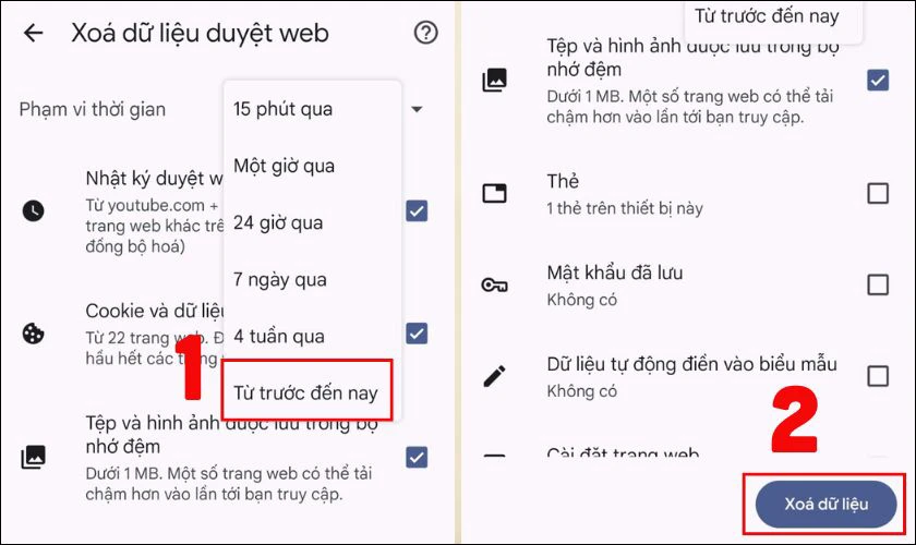Nhấn chọn phạm vi thời gian là Từ trước đến nay