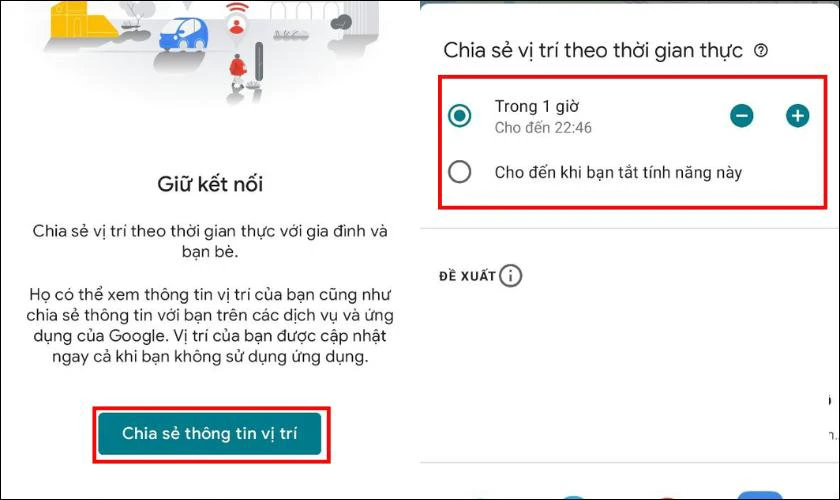 Chọn thời gian bạn muốn chia sẻ và gửi liên kết cho iPhone