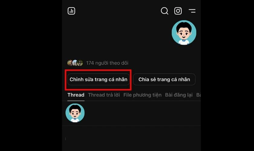 Nhấn vào mục Chỉnh sửa trang cá nhân