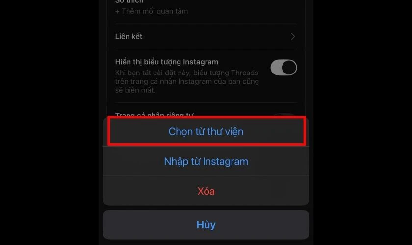 Nhấp vào Chọn trong thư viện