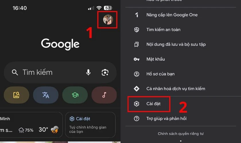 Cách đổi hình nền Google trên điện thoại