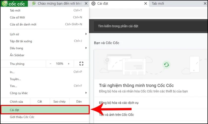 Cách đổi hình nền Google trên Cốc Cốc từ Cài đặt