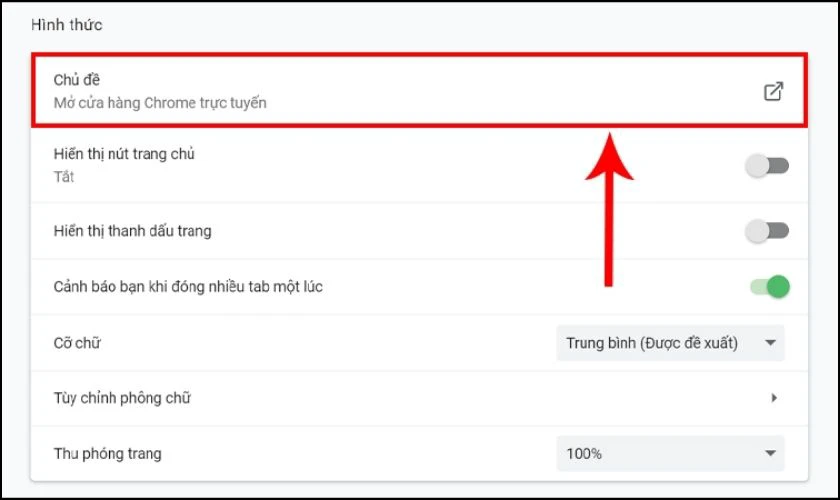 Cuộn xuống và chọn mục Chủ đề