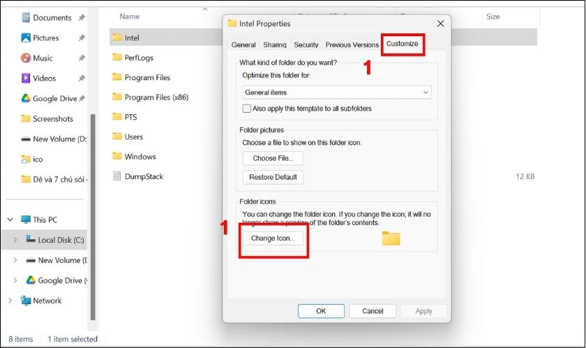 Hướng dẫn cách đổi icon trên máy tính Win 11 dưới dạng thư mục