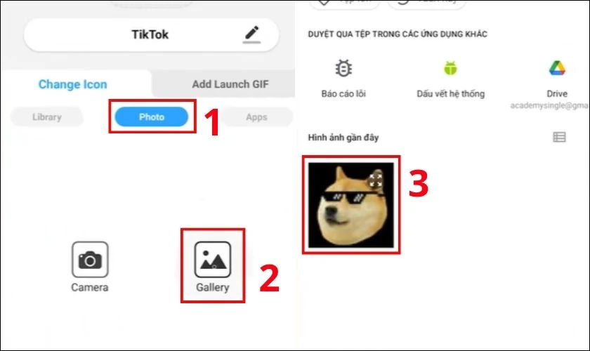 Tải lên ảnh muốn đổi icon
