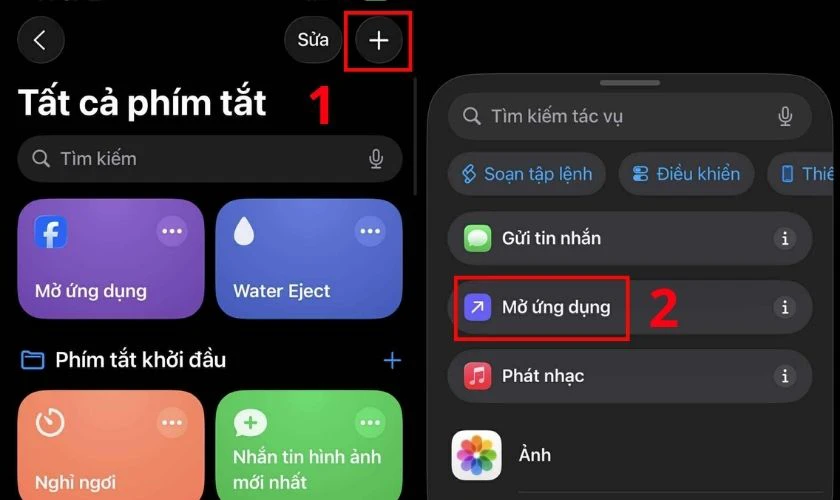 Tìm và chọn lệnh “Mở ứng dụng”