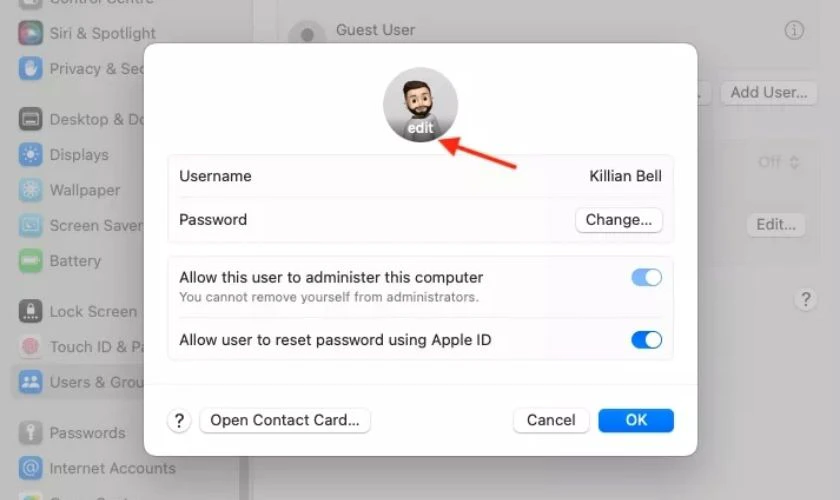 Cách đổi hình đại diện trên màn hình khóa MacBook Air chi tiết