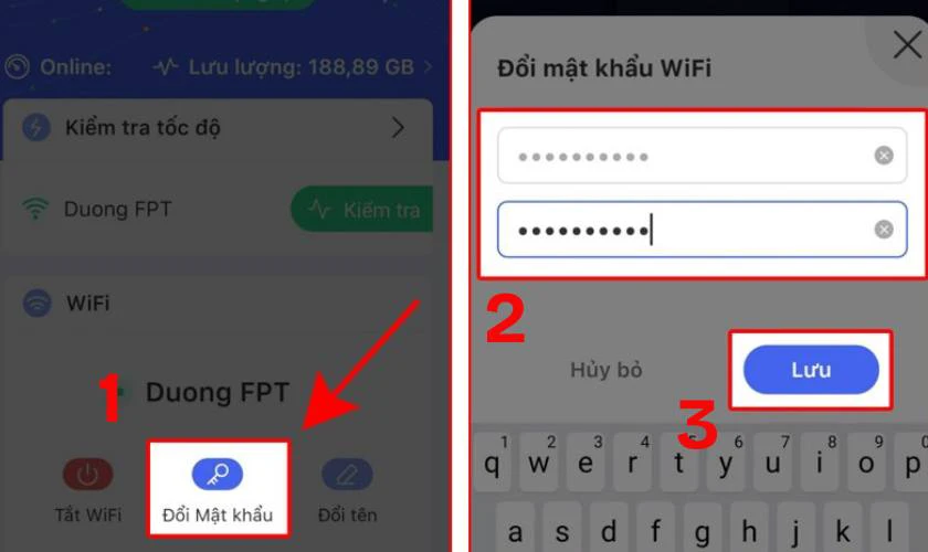 Tiếp tục, bạn hãy chọn vào mục Đổi mật khẩu