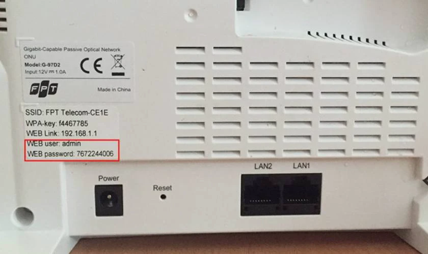 Một số dòng modem FPT mật khẩu và tên đăng nhập có sự thay đổi ngẫu nhiên