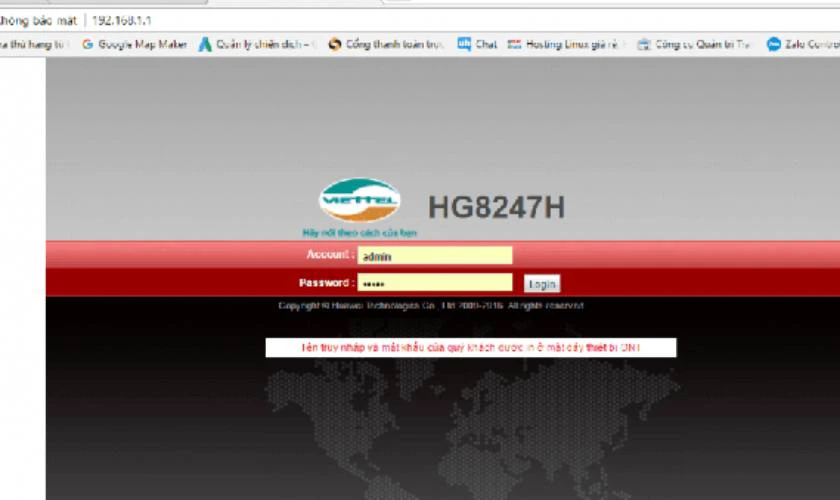 Cách đổi mật khẩu WiFi Viettel bằng trình duyệt web