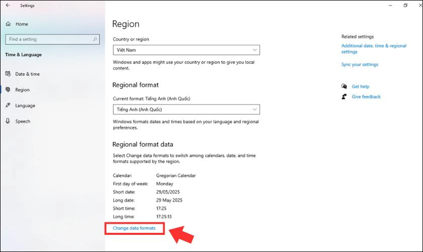 Điều chỉnh định dạng Change date formats
