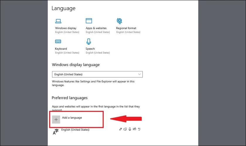 Trong phần Preferred languages, nhấp vào Add a language