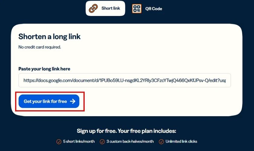 Cách đổi tên đường link Google Docs bằng Bit.ly