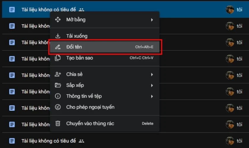 Cách đổi tên đường link Google Docs