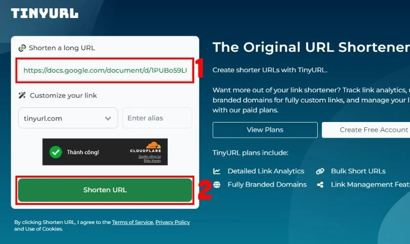 Cách đổi tên đường link Google Docs bằng TinyURL