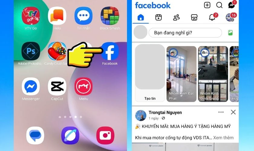 Cách đổi tên Facebook trên điện thoại OPPO - Mở app