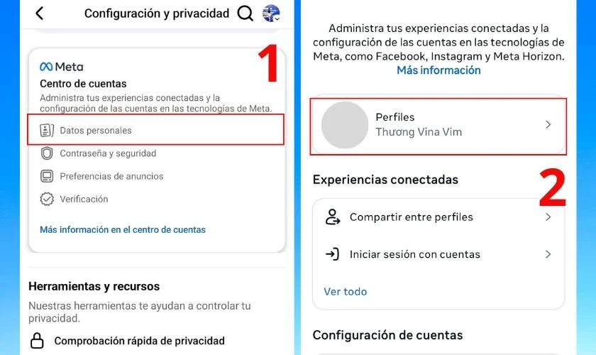 Chọn mục Datos Personales
