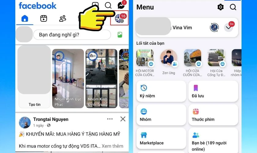 Vào menu ứng dụng