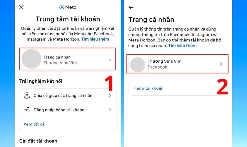 Chọn tài khoản Facebook muốn đổi tên