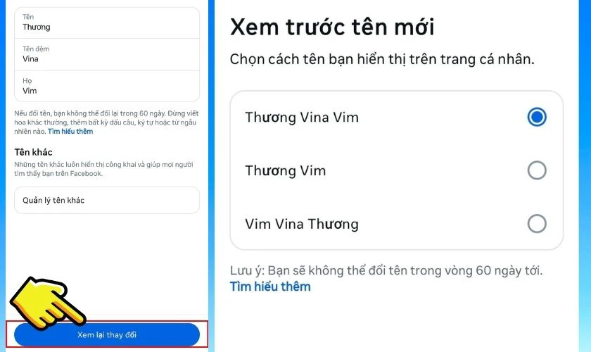 Xem lại thay đổi trước khi lưu