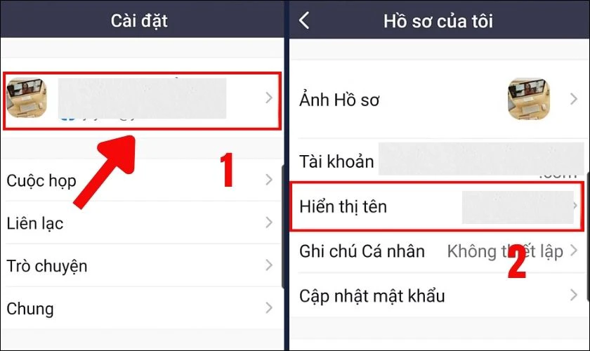 Tìm và chọn Display Name (Hiển thị tên)