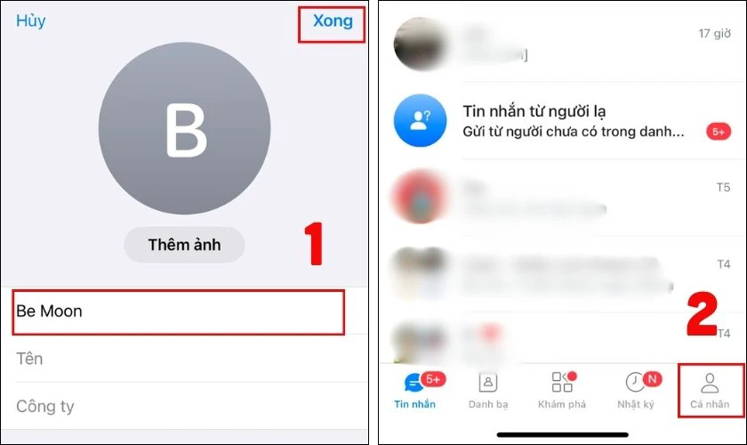 Cập nhật tên mới theo ý muốn và Xong lại thay đổi
