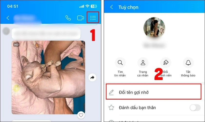 Đổi tên gợi nhớ của bạn bè trên Zalo