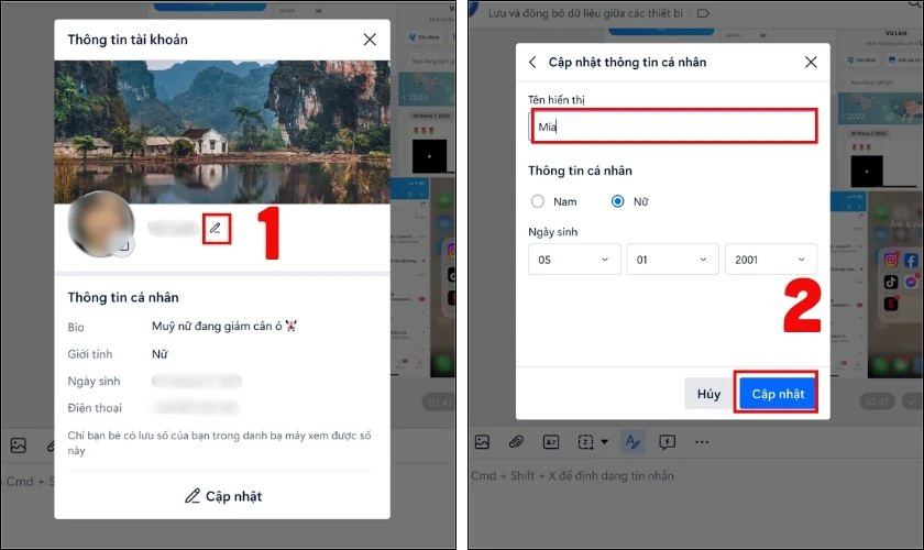 Chọn vào biểu tượng cây bút để chỉnh sửa thông tin