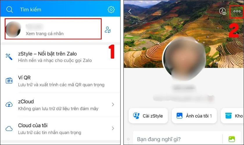 Xem trang cá nhân và nhấn vào biểu tượng ba chấm ở góc phải màn hình