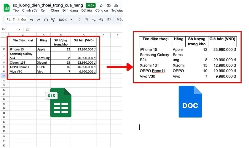 Lưu ý khi đưa file Excel lên Google Docs